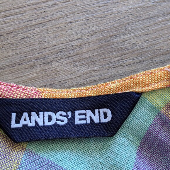 Lands' End Women’s Linen Dress‎ Plaid Multicolor Pocket Relaxed Fit XL Tall - Picture 3 of 13